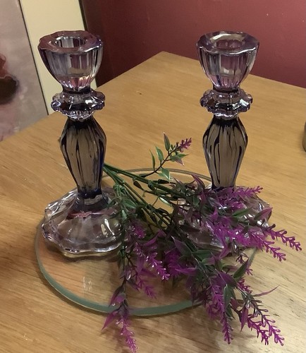 Pair beautiful glass candle - of,