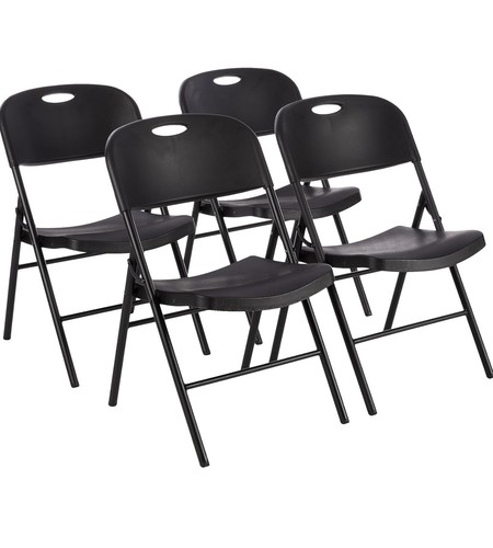 Black plastic chairs set 4 - black,