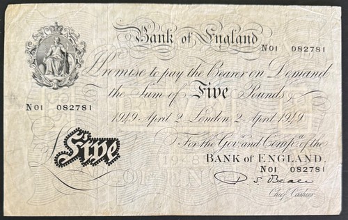 Bank england white 5 - of, £5