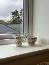 Vintage Colclough bone china sugar bowl and milk jug