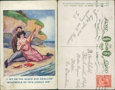 Fred Spurgin Sit on the Beach Mouthfulls of Air Pun 1926 A&H Seaside 2032