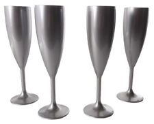 Champagne Flute Silver - Reusable Polycarbonate Plastic - 187ml - Pack of 4