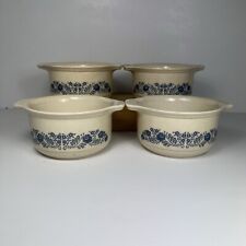 Kiln Craft Soup Bowls x 4 - Blue Floral Pattern -  Oven To Table -Vintage Retro