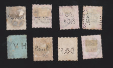 GB QV 1887 Jubilee Issues Perfins x 8m 5d x 2, 10d x 2, 1/- 2 1/2d & 4d