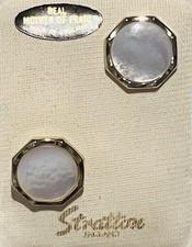 Vintage Cufflinks Real Mother of Pearl By Stratton On Original Card No Box