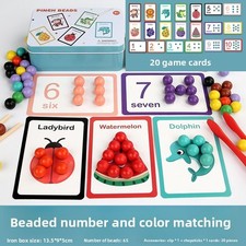 Wooden Montessori Number Matching Bead Clip Toy For Early Education And Toddler