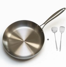Stainless Steel Frying Pan + 2x Spatula Set | 26cm