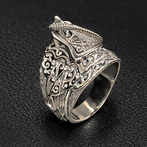 Thick saddle ring - thick, sterling