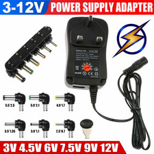 Universal AC/DC Power Supply Adaptor Plug Charger 3V 4.5V 6V 7.5V 9V 12V UK