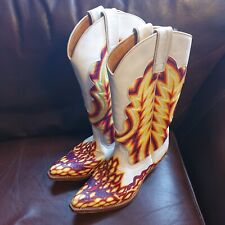 Genuine Vintage 1980s Cowboy Boots Painted OOAK Glam Rock Western UK3.5 EU36