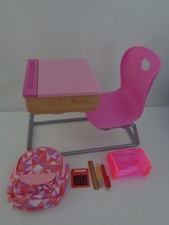 our generation dolls school desk with school bag caculator pen & pencil og