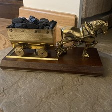 Vintage Brass Horse And Cart With Coals 
