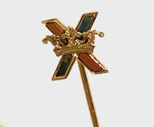 Antique 9ct Rose Gold Scottish Agate Crown Stick Pin
