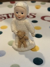 Vintage Christmas Snow Baby Ornament Holding Teddy
