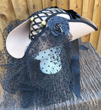 Beige Black Wool Tricorn