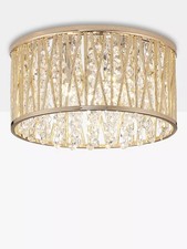 John Lewis & Partners Gold Emilia Crystal Drum Flush Ceiling Light A