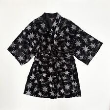 Victorias Secret Black Velvet Star Print Dressing Gown Size M/L