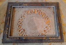 Antique French Rustic Picture Frame - Carved & Gesso - 68cm x 51cm - Back Clips