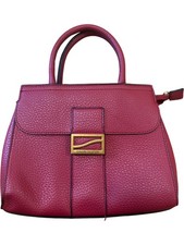 Coveri Collection Red Satchel Bag Leather Top Handle Classic Design