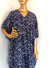 Kaftan Dress Winlar Luxury Satin Kimono Nightie Cover up Casual African Navy