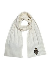 NEW Lauren Ralph Lauren Crest Cable-Knit Cream Rectangle Scarf 