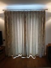 Pinch Pleat Curtains 40" x 84" per Curtain - Corale in Denim 01 Fabric - Used