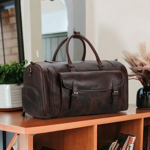 Vintage genuine leather travel - genuine,