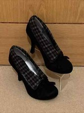 Ruby Shoo Women's DEMI Black Tartan Court Shoes Size UK 7 / EUR 40