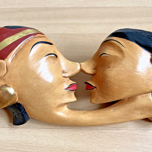 Balinese kissing couple wooden - balinese,