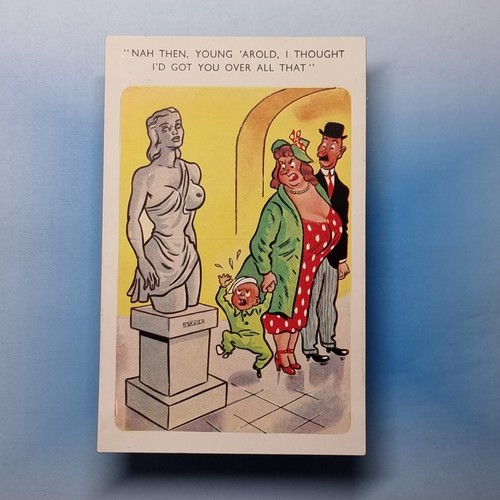 Comic postcard c1960 fat lady - comic,