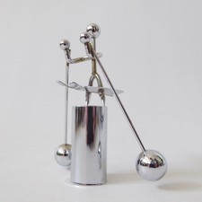 1980s ski steel balance rocking desk accessory vintage executive toy figurine