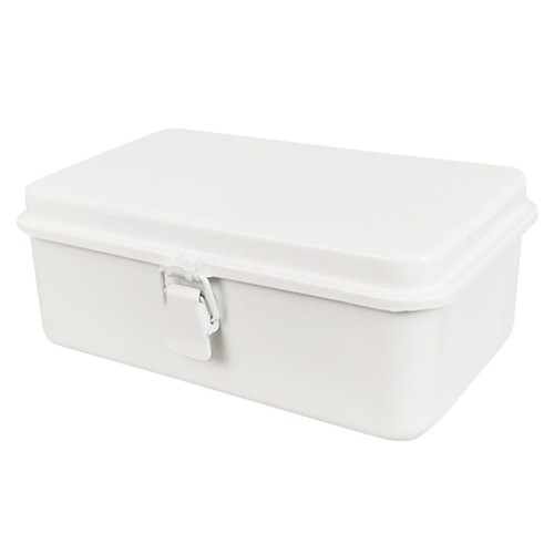 White vintage metal toolbox - vintage,