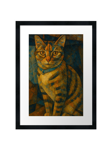 Cubist cat vision framed - cat,