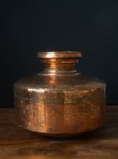 Old copper & brass pot, unusual design, eclectic home decor