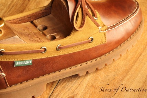 Sebago brown leather canvas - sebago,