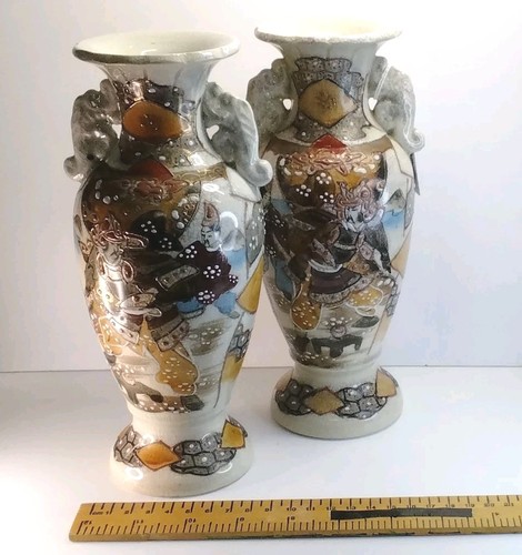 Japanese satsuma vases pair - japanese,