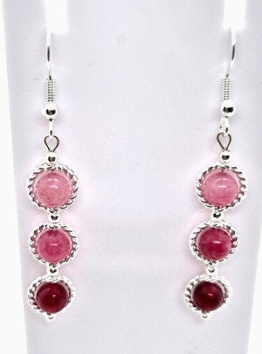 Pink tourmaline ombre - pink, silver