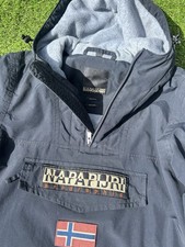 Napapijri Rainforest Mens Jacket XS Black Anorak Winter Fleece Lined Pull On