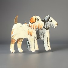 Vintage terrier Dog Brooch Art Deco Style Enamel On Brass