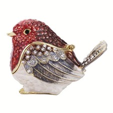 Arora Inspired Hidden Treasures Red Robin Bejeweled Trinket Box (NEW)