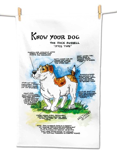 Jack russell tea towel - tea, 70's