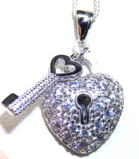 Silver Heart Padlock Pendant