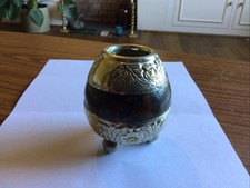 Yerba Mate Gourd Cup~Alpaca Silver Repousse Work~8cm Tall~Decorative Piece Only