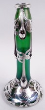 Loetz Alvin Vase 3423 Antique Art Nouveau Austrian Glass American Silver Overlay