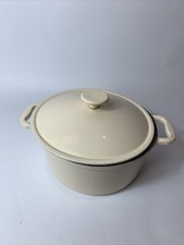 Large Cream Cast Iron Pot With
