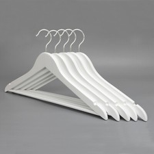 WHITE WOODEN COAT HANGERS SUIT