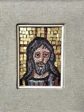 Vintage MICRO MOSAIC Religious Icon Wall Plaque,Ornate,Hand Made,Jesus,Framed