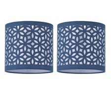 Set of 2 Modern Navy Blue Laser Cut 15cm Table Lamp Shade Lightshades