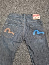 Vintage Evisu Salvege Jeans faded W30 L32 Blue Logo