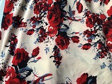 5 Mtrs Cream Black And Red Jersey Fabric 150cms Wide